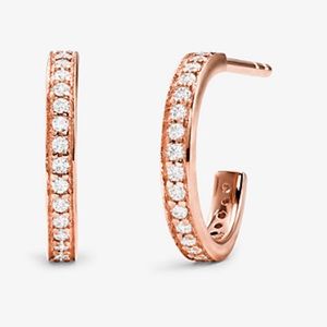 Michael Kors Rose Gold Pave Mini Hoop Earrings